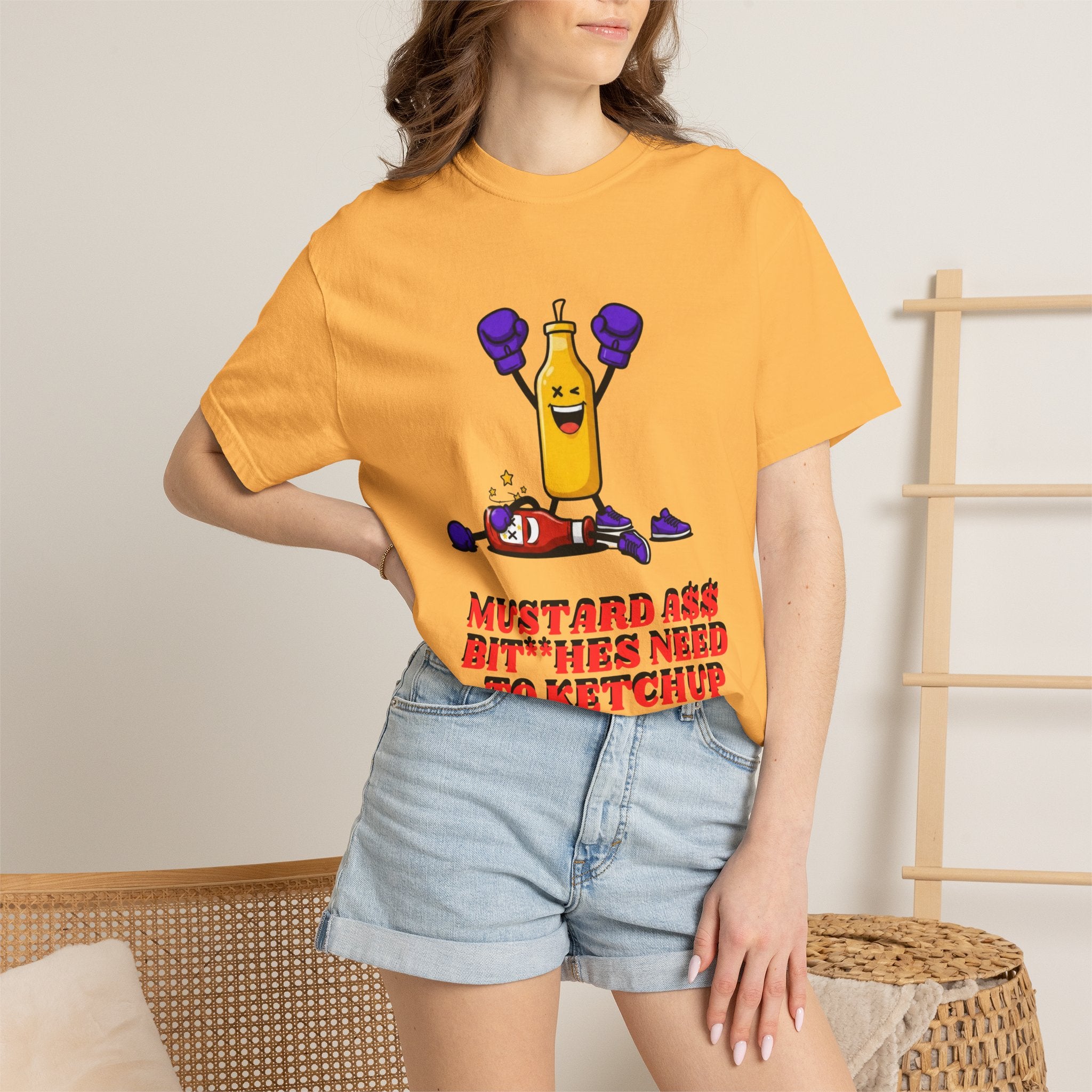 Mustard need to  Ketchup xx.ultraviolet Boxing Bottle T-shirt | Funny Condiment Graphic Tee