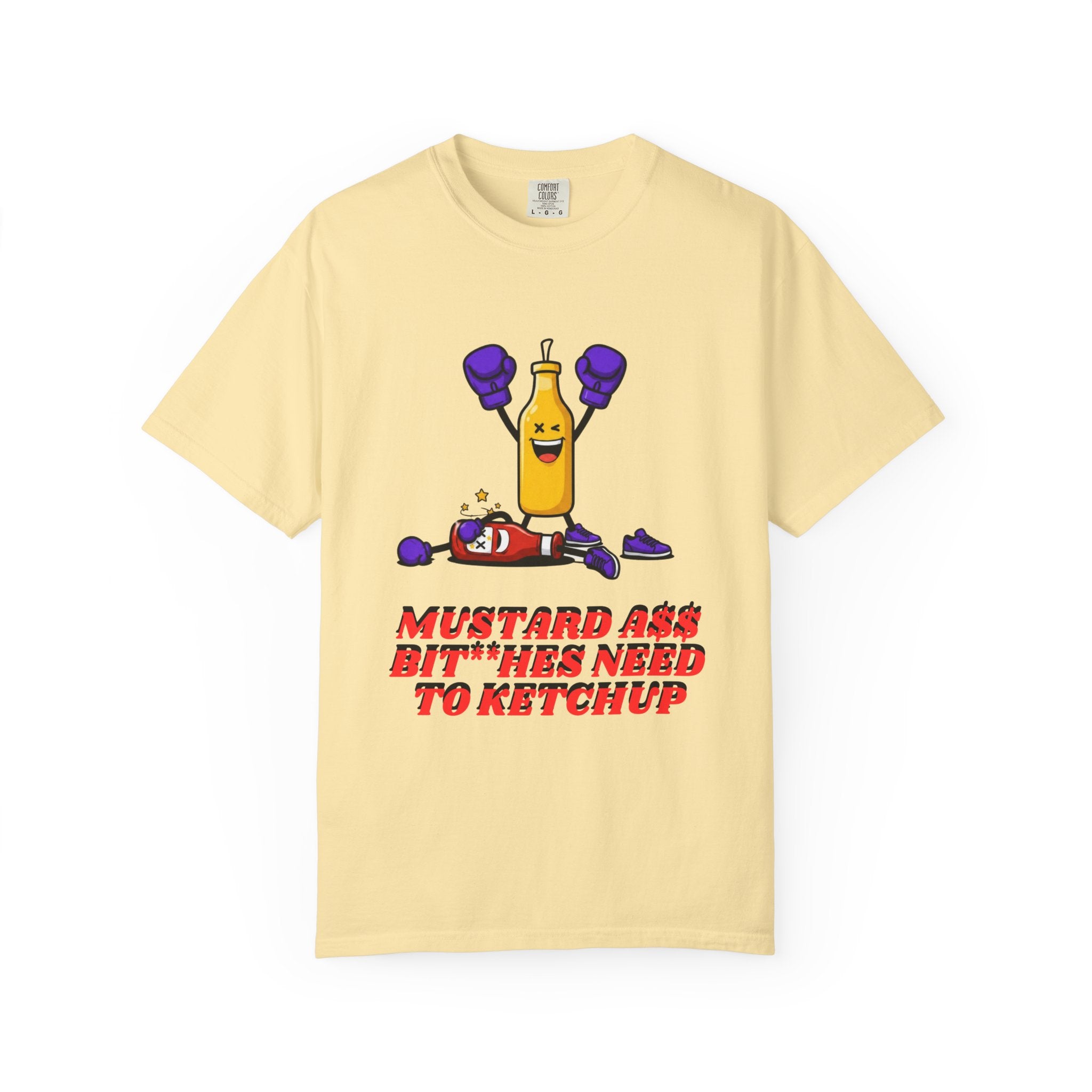 Mustard need to  Ketchup xx.ultraviolet Boxing Bottle T-shirt | Funny Condiment Graphic Tee