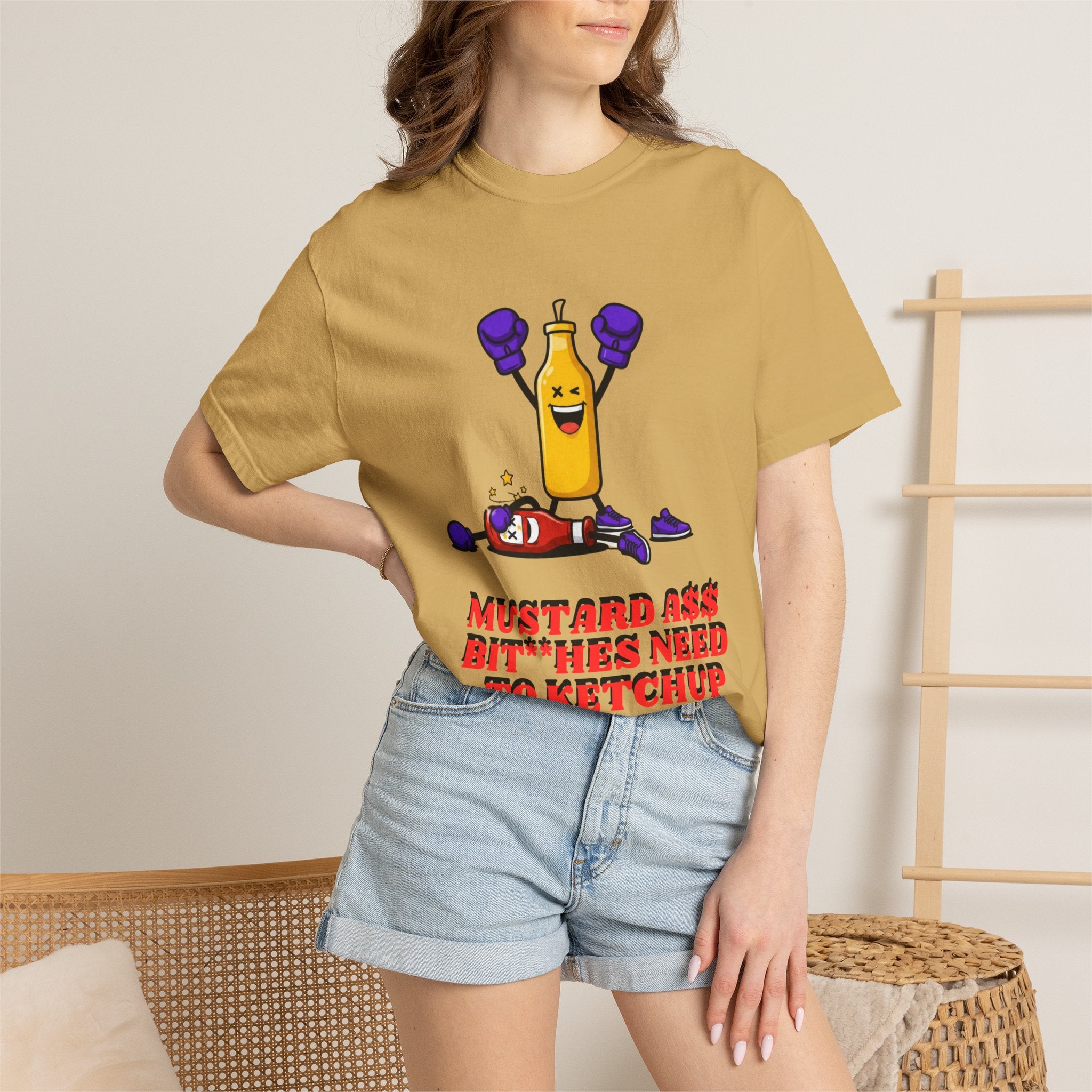 Mustard need to  Ketchup xx.ultraviolet Boxing Bottle T-shirt | Funny Condiment Graphic Tee